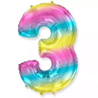 Фольгированная цифра 3 с гелием Радуга разноцветная