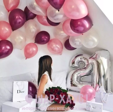 Воздушные шары под потолок "Розовое небо" фото