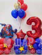 Напольная композиция из воздушных шаров  стойки из шароа Человек Паук фото