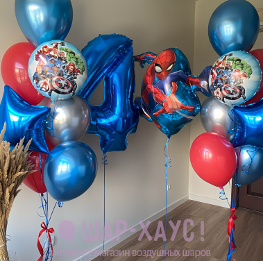 Композиция из шаров "Spiderman и два фонтана" фото