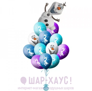 Композиция из шаров "Снеговик Олаф" фото