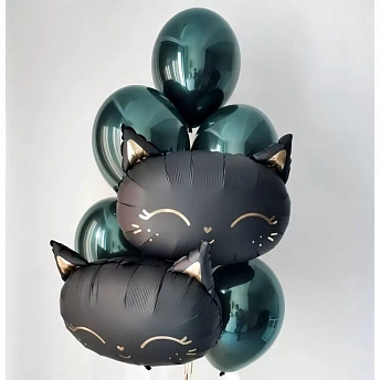 Букет из воздушных шаров "Малахитовые кошки"
