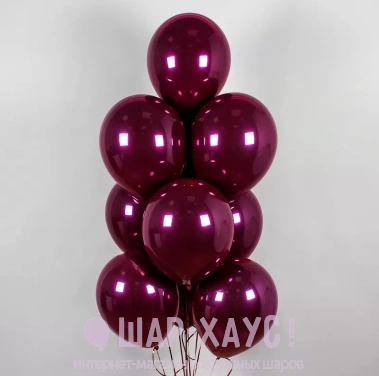Фонтан из 10 воздушных шаров Дабл стафф "Бургунди" фото