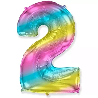 Фольгированная цифра 2 с гелием Радуга разноцветная