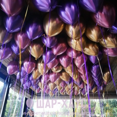 Воздушные шары под потолок "Хром парадайз" фото