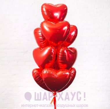 Фольгированные шары "Красные сердца" фото