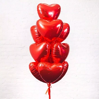 Фольгированные шары "Красные сердца"