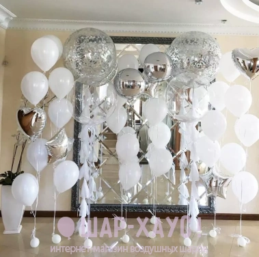 Фотозона из шаров на свадьбу "Белая свадьба"  фото