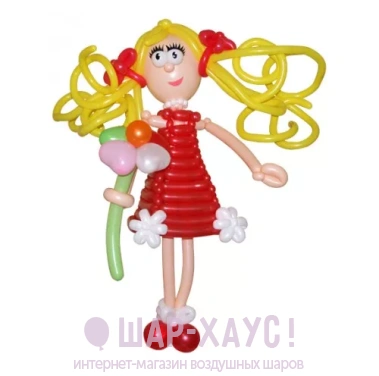 Фигура из шариков "Девочка в красном платье" фото