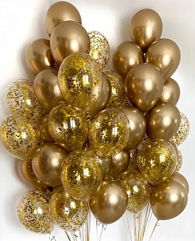 Букет из воздушных шаров с гелием "Золото"