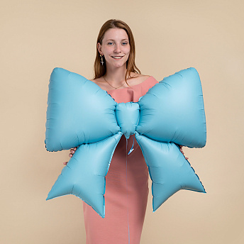 Фольгированная фигура "Бант голубой сатин" 