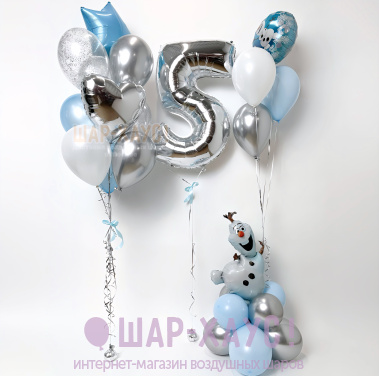 Композиция из шаров "Олаф - фонтан и цифра"  фото