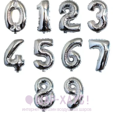 Фольгированные шары цифры "Серебро" 1 шт (102 см) фото