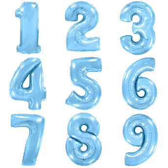 Фольгированные шары цифры "Голубые" 1 шт (102 см)