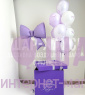 Коробка сюрприз с шарами "Сиреневый бантик"