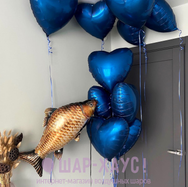 Композиция из шаров "Влюбленный карасик"  фото