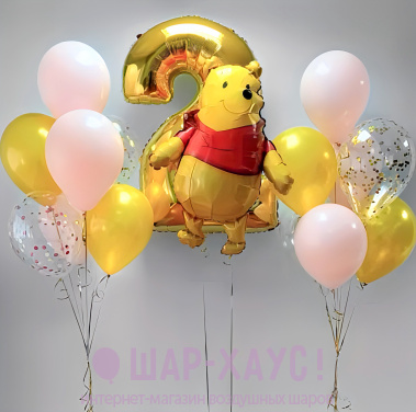 Композиция из шаров "Винни Пух" фото