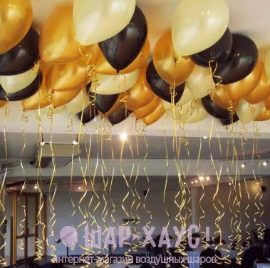 Воздушные шары под потолок "Черное золото" фото