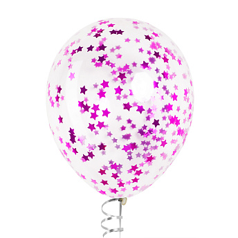 Воздушный шар с конфетти "Фуксия звезды" 