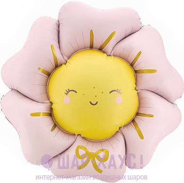 Фольгированная фигура "Цветок-солнышко, Розовый Сатин"  фото