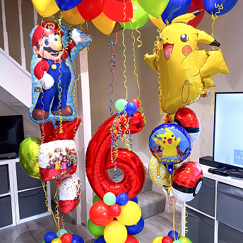 Композиция из шаров "Супер Марио и Пикачу" 