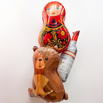 Фонтан из фольгированных фигур "RUSSIAN MISHKA"