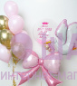 Композиция из шаров на выписку "Аист девочке"