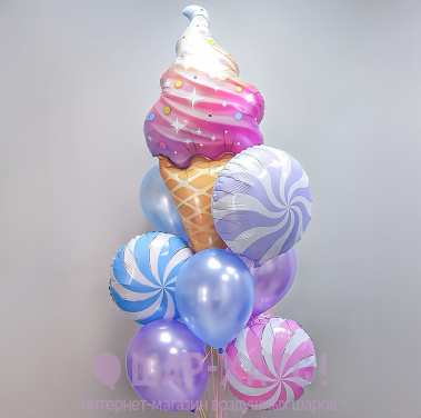 Букет из воздушных шаров "Карамельки с мороженым" фото