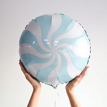 Фольгированный круг "Карамелька голубой макарунс"