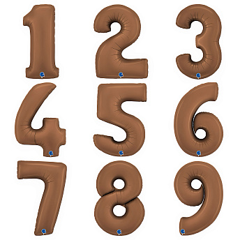 Фольгированные шары цифры "Сатин Шоколад" 1 шт (102 см)