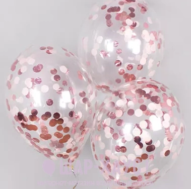 Воздушные шары с конфетти "Розовое золото"  фото