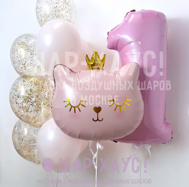 Композиция из шаров "Котенок с цифрой" фото