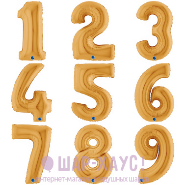 Фольгированные шары цифры "Медное золото" 1 шт. (102 см) фото