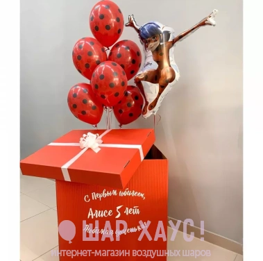 Коробка сюрприз с шарами "Леди Баг" фото