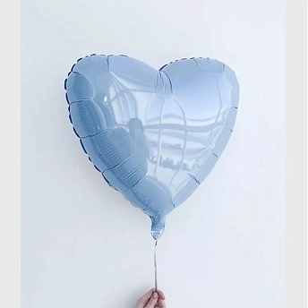 Фольгированное сердце "Голубой металлик"