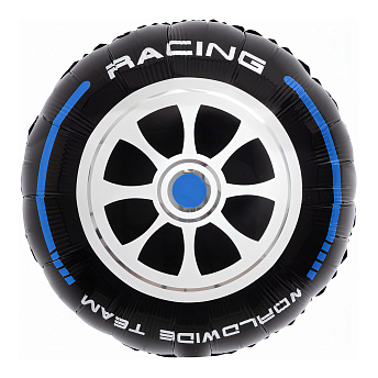 Фольгированный круг "Гоночное колесо, Черный/Синий"