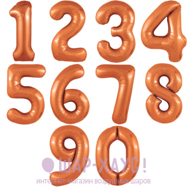 Фольгированные шары цифры "Папайя" 1 шт. (102 см) фото