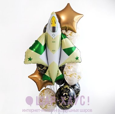 Фонтан из воздушных шаров "Истребитель"  фото