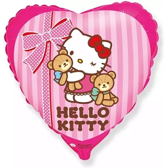 Фольгированное сердце Hello Kitty с мишками