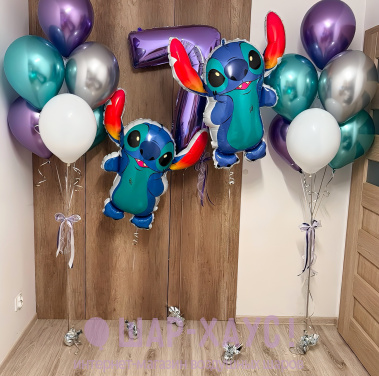 Композиция из шаров "Стич! Двойное веселье"  фото