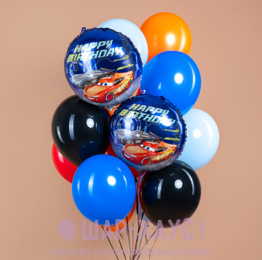 Фонтан из 13 шаров "Тачки" фото