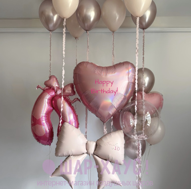 Композиция из шаров "Пуанты и бант"  фото