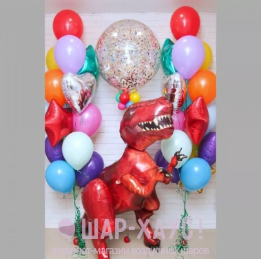 Композиция из шаров "Вечеринка у Тираннозавра" фото