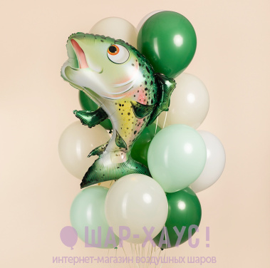 Фонтан из воздушных шаров "Лосось" фото