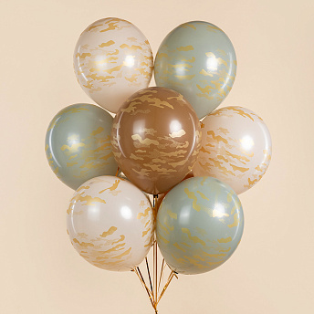Воздушные шары "Золотой камуфляж, Ассорти, пастель"