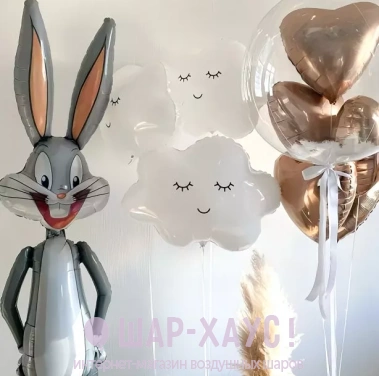 Композиция из шаров "Bugs Bunny и облачка" фото