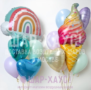 Композиция из двух фонтанов "Радужное мороженое" фото