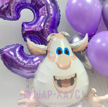 Композиция из шаров "Лиловый Буба"  фото