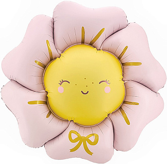Фольгированная фигура "Цветок-солнышко, Розовый Сатин" 