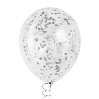 Воздушный шар с конфетти "Серебро хром" 